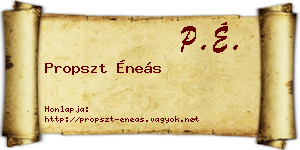 Propszt Éneás névjegykártya